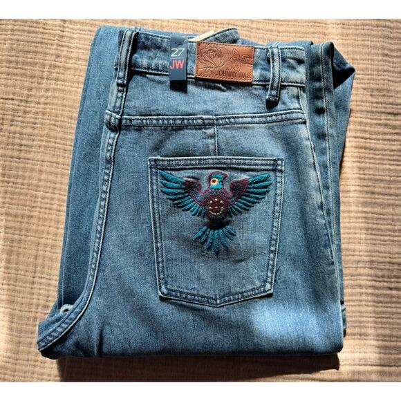 Johnny Was NWT Wide Leg Jean Denim Sisa Embroidered Pockets - 27, Southwest Boho - Picture 3 of 15